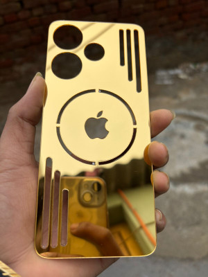 TWUAOP POCO M6 PLUS 5G ACRYLIC MIRROR BACK PANNEL MERO APPLE Mobile Skin(Gold)