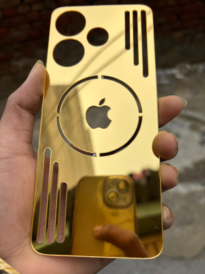 TWUAOP POCO F6 5G MIRROR BACK PANNEL ACRYLIC SHEET Mobile Skin(Gold)