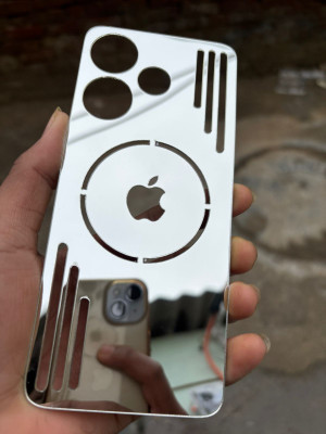 TWUAOP POCO M6 PLUS 5G ACRYLIC MIRROR BACK PANNEL MERO APPLE Mobile Skin(Silver)
