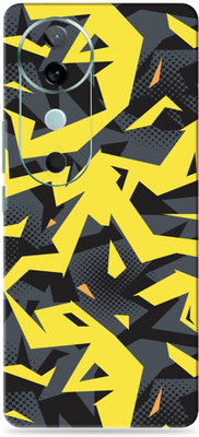 WeCre8 Skin's vivo V40 5G Ultra Premium Vinyl Mobile Skin (Multicolor) Mobile Skin(Yellow & Grey Abstract)