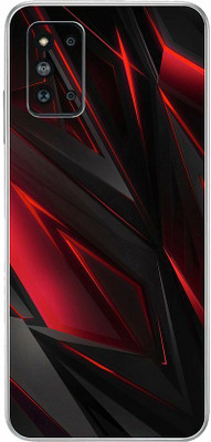 FCS Samsung Galaxy F52 5G Printed Back skin Mobile Skin(Red Black Texture Skin)
