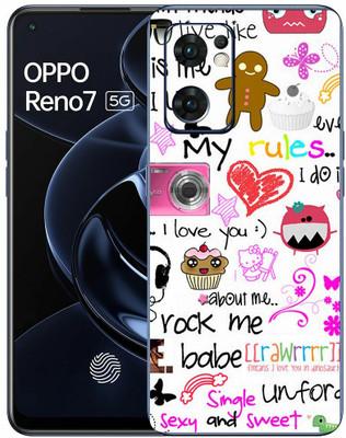 FCS Oppo Reno7 5G Printed Back Skin: Writing Mobile Skin(Writing Skin)