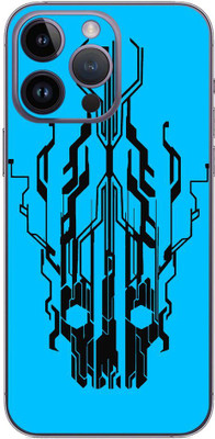 FCS iPhone 14 Pro Max Printed Back skin Mobile Skin(Digital Flaming Cyber Skull Blue Skin)