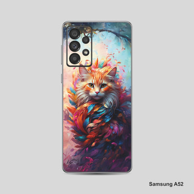 VYBE The Smart Choice Samsung A52 Cat Mobile Skin Mobile Skin(Light Orange, Multi Color)