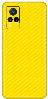 Vcare GadGets Fiber Carbon Yellow vivo V21 5G Mobile Skin(Fiber Carbon Yellow)