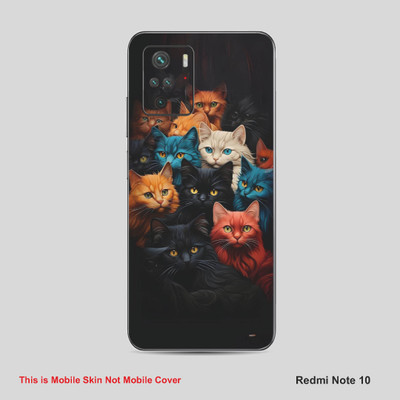 VYBE The Smart Choice Redmi Note 10 Cat Mobile Skin Mobile Skin(Bluish Purple A29)
