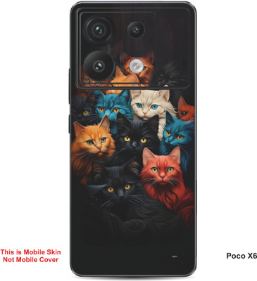 VYBE The Smart Choice Poco X6 Owl Embossed Mobile Skin(Dark Black 1)