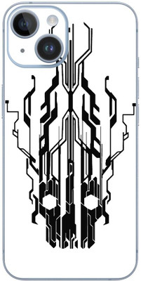FCS iPhone 14 Plus Printed Back skin Mobile Skin(Digital Flaming Cyber Skull White Skin)