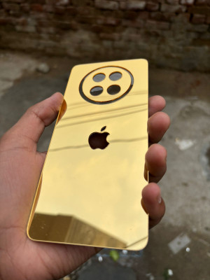 TWUAOP POCO C75 5G ACRYLIC MIRROR BACK PANNEL MERO APPLE Mobile Skin(Gold)