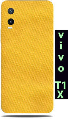 TJ CREATION Vivo T1x Mobile Skin(Ultra Super Yellow Carbon Fiber Skin With High Matte Finish.)