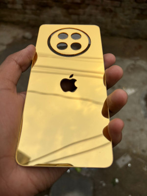TWUAOP POCO C75 5G ACRYLIC MIRROR BACK PANNEL MERO APPLE Mobile Skin(Gold)