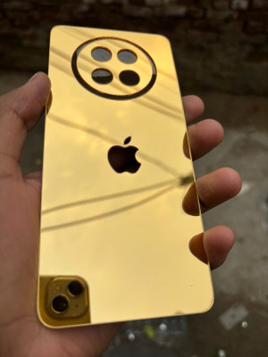 TWUAOP POCO C75 5G ACRYLIC MIRROR BACK PANNEL MERO APPLE Mobile Skin(Gold)