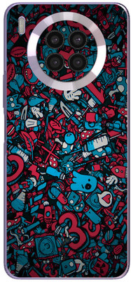 FCS Huawei nova 8i Printed Back skin Mobile Skin(Red Blue Texture)