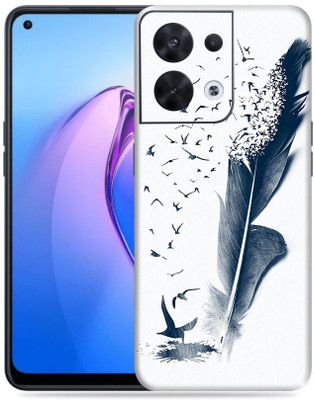 SkinoMania Oppo Reno 8 5G Mobile Skin(Multicolor Feather Art)