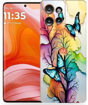 OggyBaba Moto Edge 50 Mobile Skin(butterflies trees)