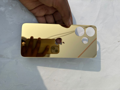 TWUAOP POCO M6 PRO 5G MIRROR BACK PANNEL ACRYLIC SHEET APPLE Mobile Skin(Gold)