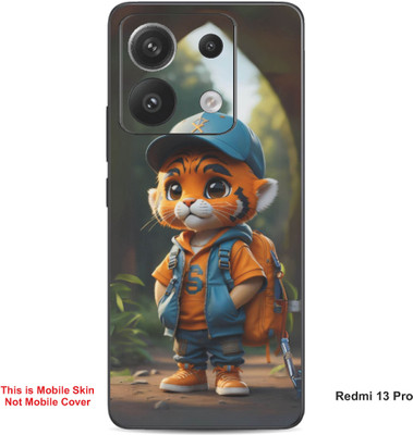 VYBE The Smart Choice Redmi 13 Pro Tiger Cartoon Embossed Mobile Skin(Ruddy Brown A1)