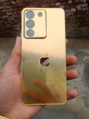TWROP VIVO Y200 5G ACRYLIC MIRROR APPLE LOGO. Mobile Skin(Gold)