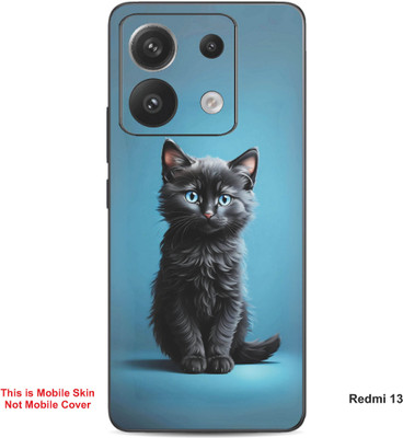 VYBE The Smart Choice Redmi 13 Cat Embossed Mobile Skin(Black & Blue 10)