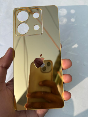 TWUAOP POCO X6 5G ACRYLIC MIRROR BACK PANNEL Mobile Skin(Gold)