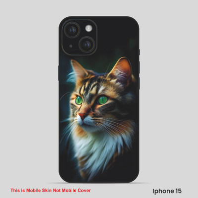 VYBE The Smart Choice iPhone 15 Cat Embossed Mobile Skin(Dirt Brown 7)