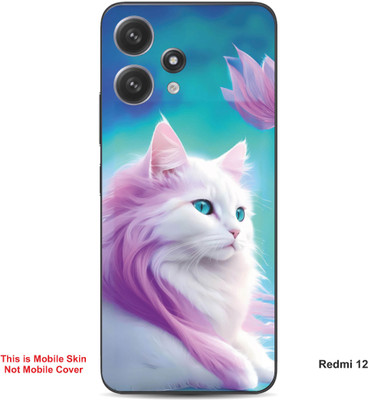 VYBE The Smart Choice Redmi 12 Cat Embossed Mobile Skin(Pink Swan 7)