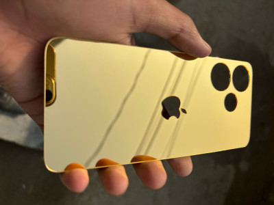 TWUAOP POCO M6 PRO 5G MIRROR BACK PANNEL ACRYLIC SHEET APPLE Mobile Skin(Gold)