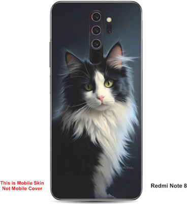 VYBE The Smart Choice Redmi Note 8 Cat Embossed Mobile Skin(Black & Light Grey 15)