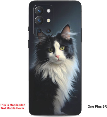 VYBE The Smart Choice One Plus 9R Cat Embossed Mobile Skin(Black & Light Grey 27)
