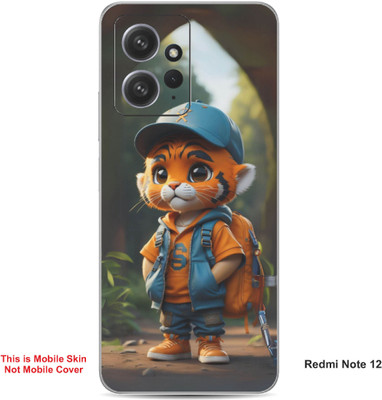 VYBE The Smart Choice Redmi Note 12 Tiger Cartoon Embossed Mobile Skin(Ruddy Brown A1)