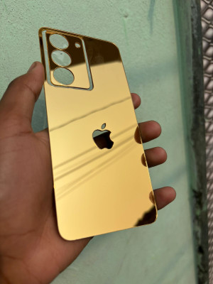 TWUAOP REALME 14X 5G ACRYLIC MIRROR BACK PANNEL Mobile Skin(Gold)