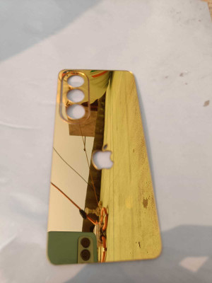 TWROP OPPO K12X 5G ACRYLIC MIRROR APPLE LOGO. Mobile Skin(Gold)