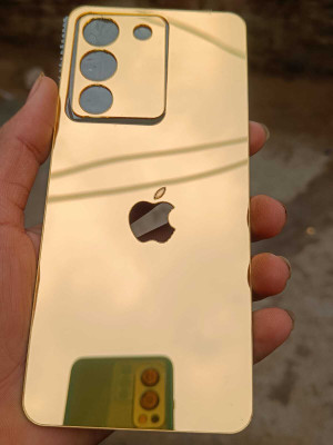TWUAOP VIVO Y200 5G MIRROR BACK PANNEL ACRYLIC SHEET APPLE Mobile Skin(Gold)