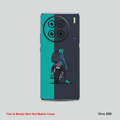 VYBE The Smart Choice Vivo X90 Raider Bike Mobile Skin Mobile Skin(Bright Grey, Estern Blue A11)