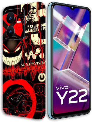TJ CREATION Vivo Y22 Mobile Skin(Ultra Super Red Graffiti Skin With High Matte Finish.)