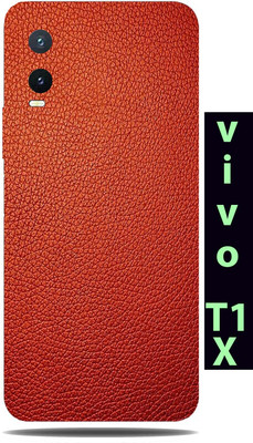 TJ CREATION Vivo T1x Mobile Skin(Ultra Super Red Leather Skin With High Matte Finish.)