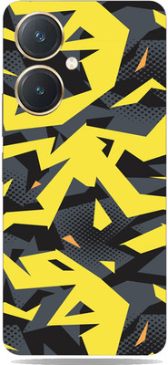 SkinoMania Vivo y27 Mobile Skin(Yellow & Grey Abstract Multicolor Mobile Skin)