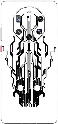 FCS Huawei Mate 40 RS Porsche Printed Back skin Mobile Skin(Digital Flaming Cyber Skull White)