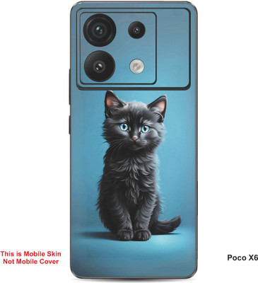 VYBE The Smart Choice Poco X6 Cat Embossed Mobile Skin(Light Slate Grey 1)
