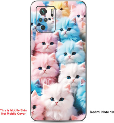 VYBE The Smart Choice Redmi Note 10 Cat Embossed Mobile Skin(Faded Pink 19)
