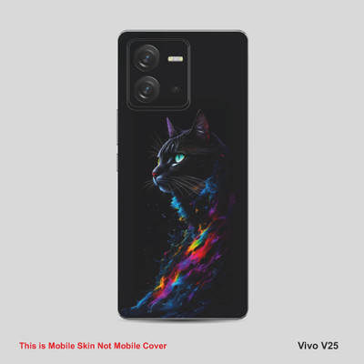 VYBE The Smart Choice Vivo V25 Cat Mobile Skin Mobile Skin(Purply Blue A35)