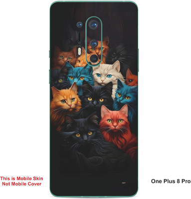 VYBE The Smart Choice One Plus 8 Pro Cat Embossed Mobile Skin(Deep Black 24)