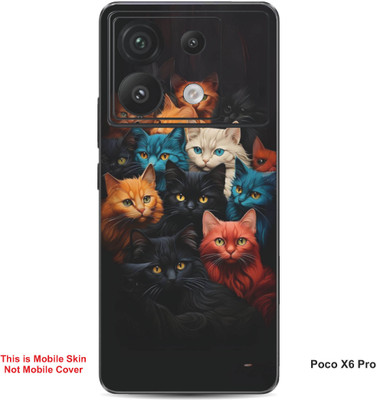 VYBE The Smart Choice Poco X6 Pro Cat Embossed Mobile Skin(Deep Black 2)