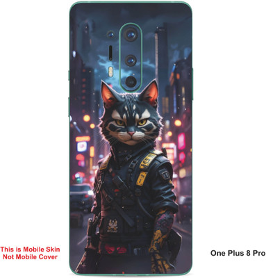 VYBE The Smart Choice One Plus 8 Pro Ninja Cat Embossed Mobile Skin(Bright Grey 24)