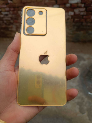 TWROP VIVO Y200 5G ACRYLIC MIRROR APPLE LOGO. Mobile Skin(Gold)