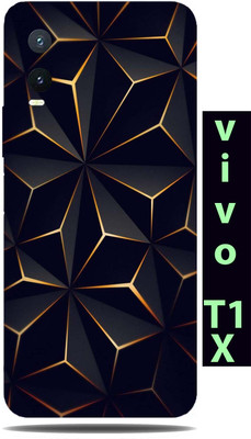 TJ CREATION Vivo T1x Mobile Skin(Ultra Super Black Abstract Shape Skin With High Matte Finish.)