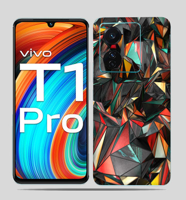 SkinoMania Vivo T1 Pro (5g) Mobile Skin(polygon-red Multicolor Mobile skin)
