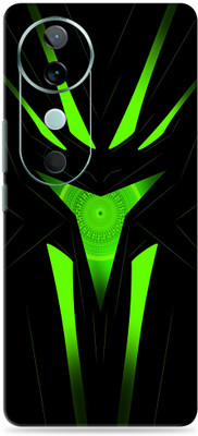 SkinoMania vivo V40 5G Ultra Premium Vinyl Mobile Skin (Multicolor) Mobile Skin(Black Green Abstract)
