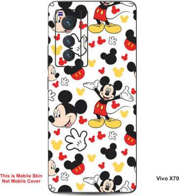 VYBE The Smart Choice Vivo X70 Mickey Mouse Embossed Mobile Skin(Milk White, Black B10)