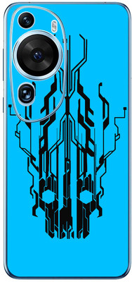 FCS Huawei P50 Pro Printed Back skin Mobile Skin(Digital Flaming Cyber Skull Blue)